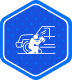 Blue hexagon icon showing a person detailing the side of a vehicle.