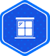 Blue hexagon icon with a white window illustration in the center.